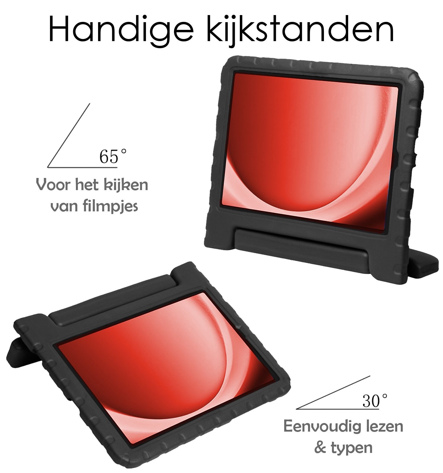 NoXx Hoesje Geschikt voor Samsung Galaxy Tab A9 Plus Hoesje Kinderhoes Shockproof Hoes Kids Case Met 2x Screenprotector - Zwart