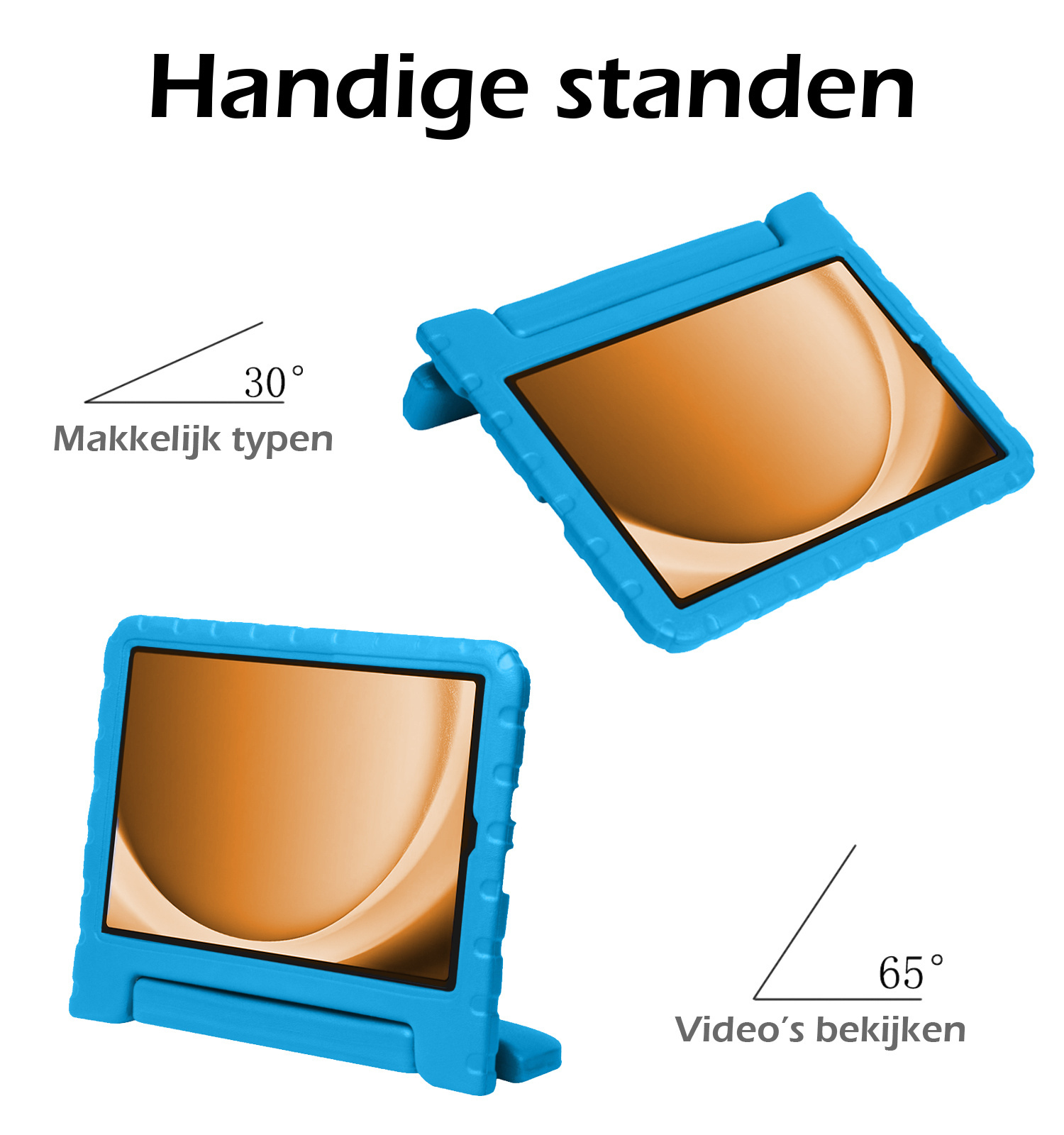 Nomfy Hoes Geschikt voor Samsung Galaxy Tab A9 Hoes Bumper Kindvriendelijk Kids Case Kinderhoes Met Screenprotector - Hoesje Geschikt voor Samsung Tab A9 Hoesje Shockproof Cover Hoes - Blauw