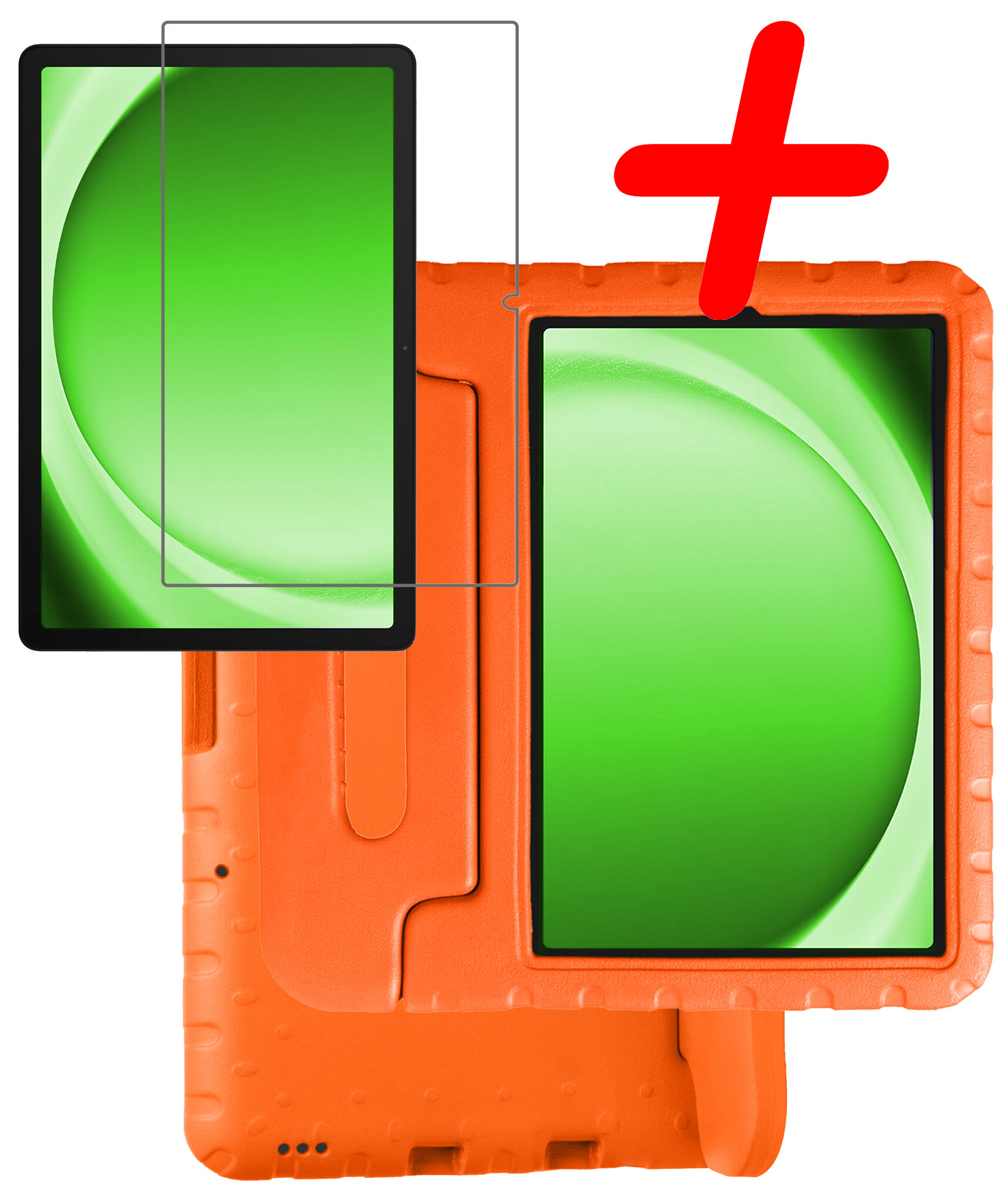 BASEY. Hoesje Geschikt voor Samsung Galaxy Tab A9 Plus Hoesje Kinder Hoes Shockproof Kinderhoes Met Screenprotector - Kindvriendelijk Hoesje Geschikt voor Samsung Tab A9 Plus Hoes Kids Case - Oranje