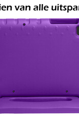 Nomfy Hoes Geschikt voor Samsung Galaxy Tab A9 Hoes Bumper Kindvriendelijk Kids Case Kinderhoes Met Screenprotector - Hoesje Geschikt voor Samsung Tab A9 Hoesje Shockproof Cover Hoes - Paars