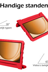 Nomfy Hoes Geschikt voor Samsung Galaxy Tab A9 Hoes Bumper Kindvriendelijk Kids Case Kinderhoes Met Screenprotector - Hoesje Geschikt voor Samsung Tab A9 Hoesje Shockproof Cover Hoes - Rood