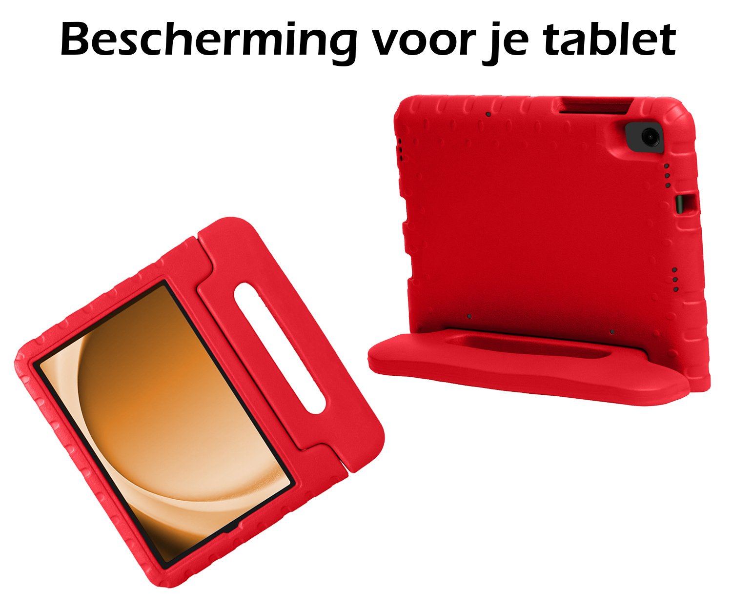 Nomfy Hoes Geschikt voor Samsung Galaxy Tab A9 Hoes Bumper Kindvriendelijk Kids Case Kinderhoes Met Screenprotector - Hoesje Geschikt voor Samsung Tab A9 Hoesje Shockproof Cover Hoes - Rood