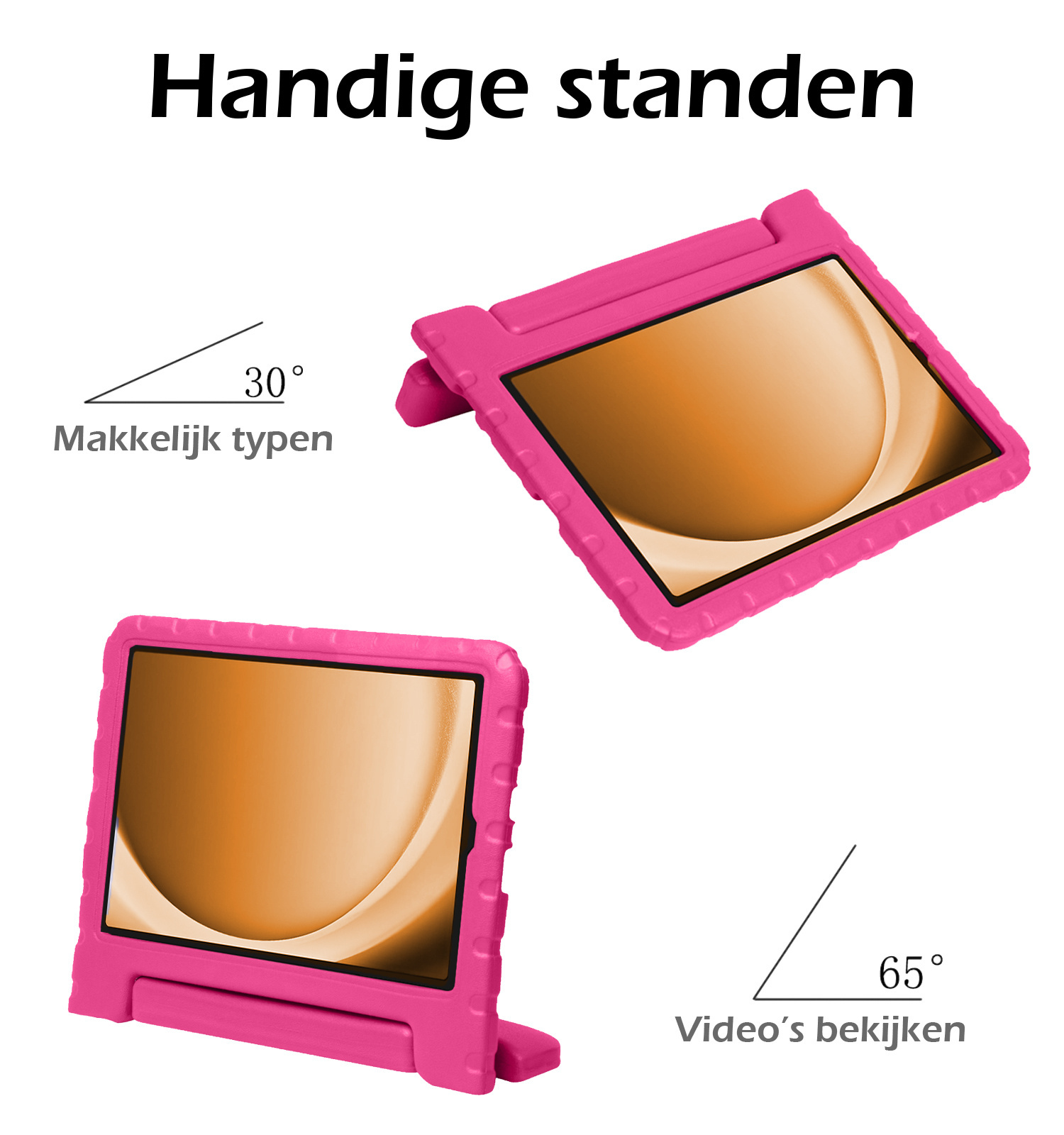Nomfy Hoes Geschikt voor Samsung Galaxy Tab A9 Hoes Bumper Kindvriendelijk Kids Case Kinderhoes Met Screenprotector - Hoesje Geschikt voor Samsung Tab A9 Hoesje Shockproof Cover Hoes - Roze