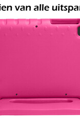 Nomfy Hoes Geschikt voor Samsung Galaxy Tab A9 Hoes Bumper Kindvriendelijk Kids Case Kinderhoes Met Screenprotector - Hoesje Geschikt voor Samsung Tab A9 Hoesje Shockproof Cover Hoes - Roze