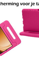 Nomfy Hoes Geschikt voor Samsung Galaxy Tab A9 Hoes Bumper Kindvriendelijk Kids Case Kinderhoes Met Screenprotector - Hoesje Geschikt voor Samsung Tab A9 Hoesje Shockproof Cover Hoes - Roze
