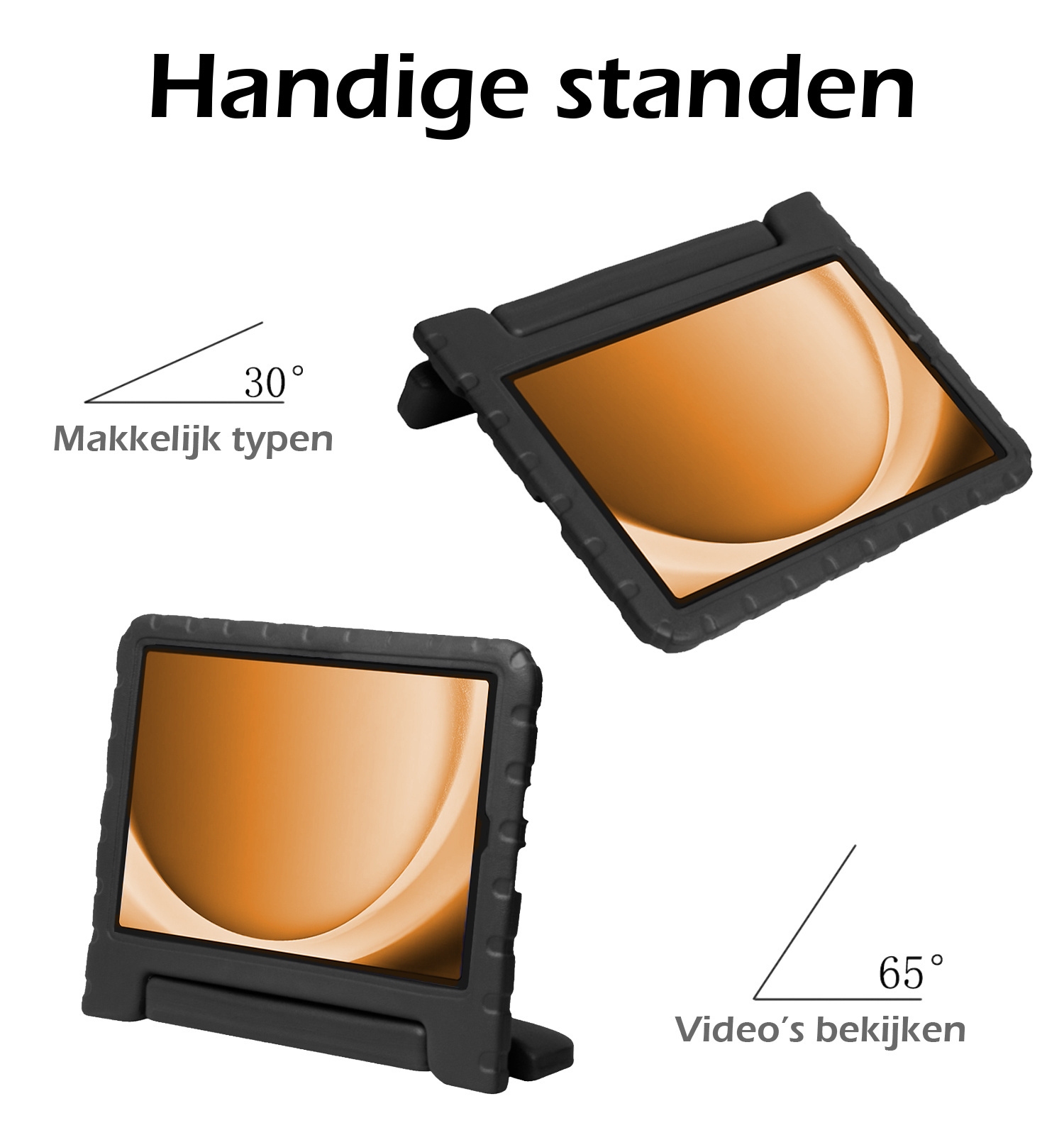 Nomfy Hoes Geschikt voor Samsung Galaxy Tab A9 Hoes Bumper Kindvriendelijk Kids Case Kinderhoes Met Screenprotector - Hoesje Geschikt voor Samsung Tab A9 Hoesje Shockproof Cover Hoes - Zwart