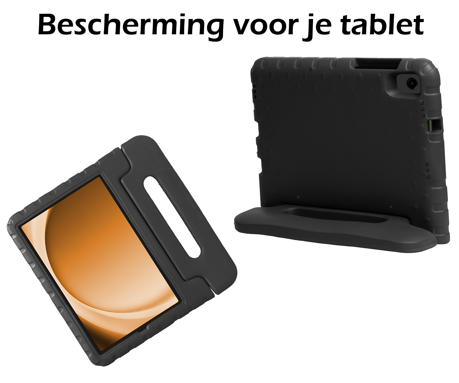 Nomfy Hoes Geschikt voor Samsung Galaxy Tab A9 Hoes Bumper Kindvriendelijk Kids Case Kinderhoes Met Screenprotector - Hoesje Geschikt voor Samsung Tab A9 Hoesje Shockproof Cover Hoes - Zwart