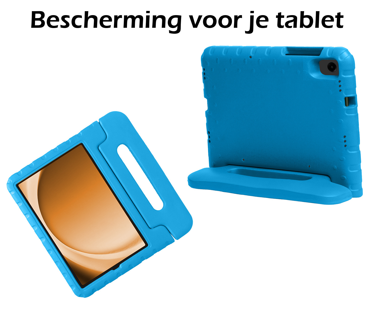 Nomfy Hoes Geschikt voor Samsung Galaxy Tab A9 Hoes Bumper Kindvriendelijk Kids Case Kinderhoes Met 2x Screenprotector - Hoesje Geschikt voor Samsung Tab A9 Hoesje Shockproof Cover Hoes - Blauw