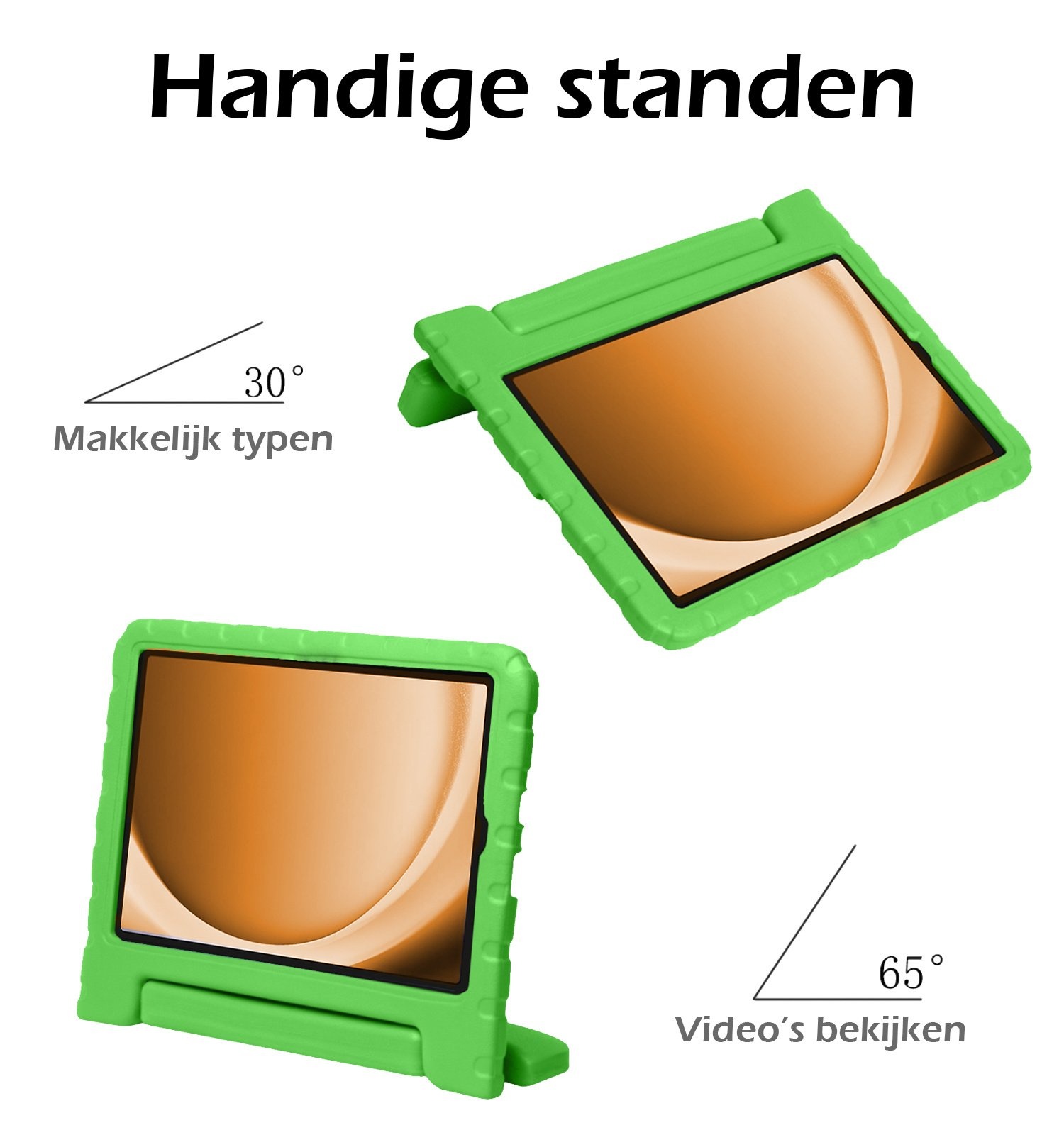 Nomfy Hoes Geschikt voor Samsung Galaxy Tab A9 Hoes Bumper Kindvriendelijk Kids Case Kinderhoes Met 2x Screenprotector - Hoesje Geschikt voor Samsung Tab A9 Hoesje Shockproof Cover Hoes - Groen