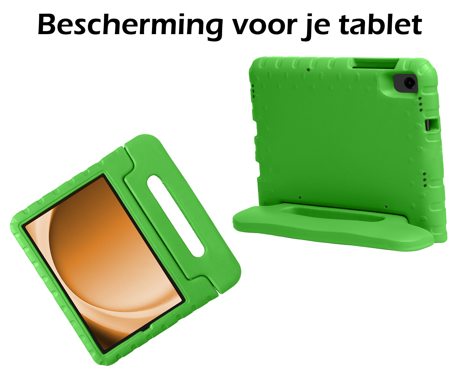 Nomfy Hoes Geschikt voor Samsung Galaxy Tab A9 Hoes Bumper Kindvriendelijk Kids Case Kinderhoes Met 2x Screenprotector - Hoesje Geschikt voor Samsung Tab A9 Hoesje Shockproof Cover Hoes - Groen