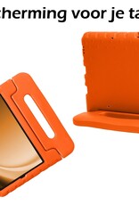 Nomfy Hoes Geschikt voor Samsung Galaxy Tab A9 Hoes Bumper Kindvriendelijk Kids Case Kinderhoes Met 2x Screenprotector - Hoesje Geschikt voor Samsung Tab A9 Hoesje Shockproof Cover Hoes - Oranje