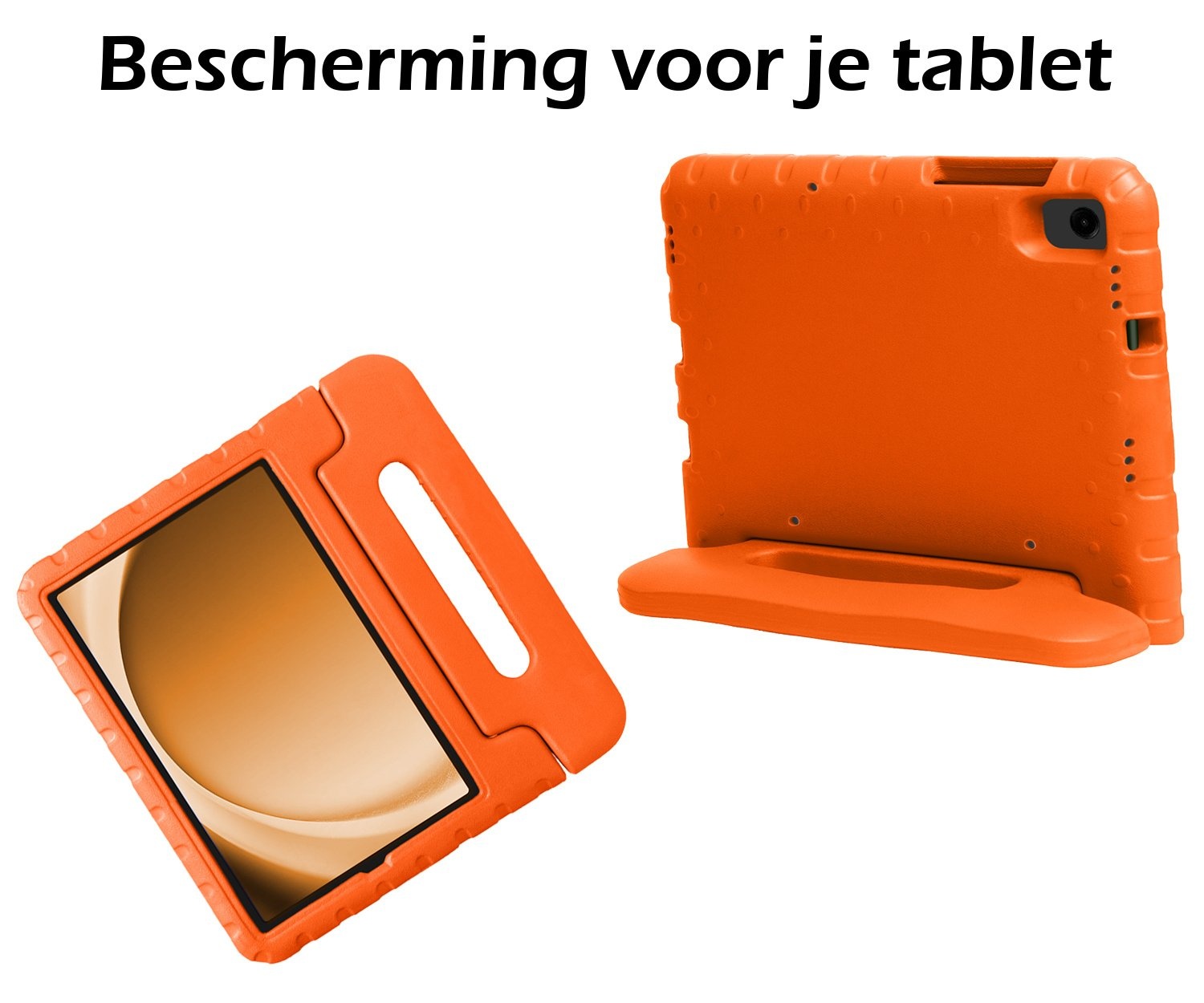 Nomfy Hoes Geschikt voor Samsung Galaxy Tab A9 Hoes Bumper Kindvriendelijk Kids Case Kinderhoes Met 2x Screenprotector - Hoesje Geschikt voor Samsung Tab A9 Hoesje Shockproof Cover Hoes - Oranje
