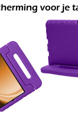 Nomfy Hoes Geschikt voor Samsung Galaxy Tab A9 Hoes Bumper Kindvriendelijk Kids Case Kinderhoes Met 2x Screenprotector - Hoesje Geschikt voor Samsung Tab A9 Hoesje Shockproof Cover Hoes - Paars