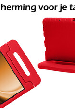 Nomfy Hoes Geschikt voor Samsung Galaxy Tab A9 Hoes Bumper Kindvriendelijk Kids Case Kinderhoes Met 2x Screenprotector - Hoesje Geschikt voor Samsung Tab A9 Hoesje Shockproof Cover Hoes - Rood