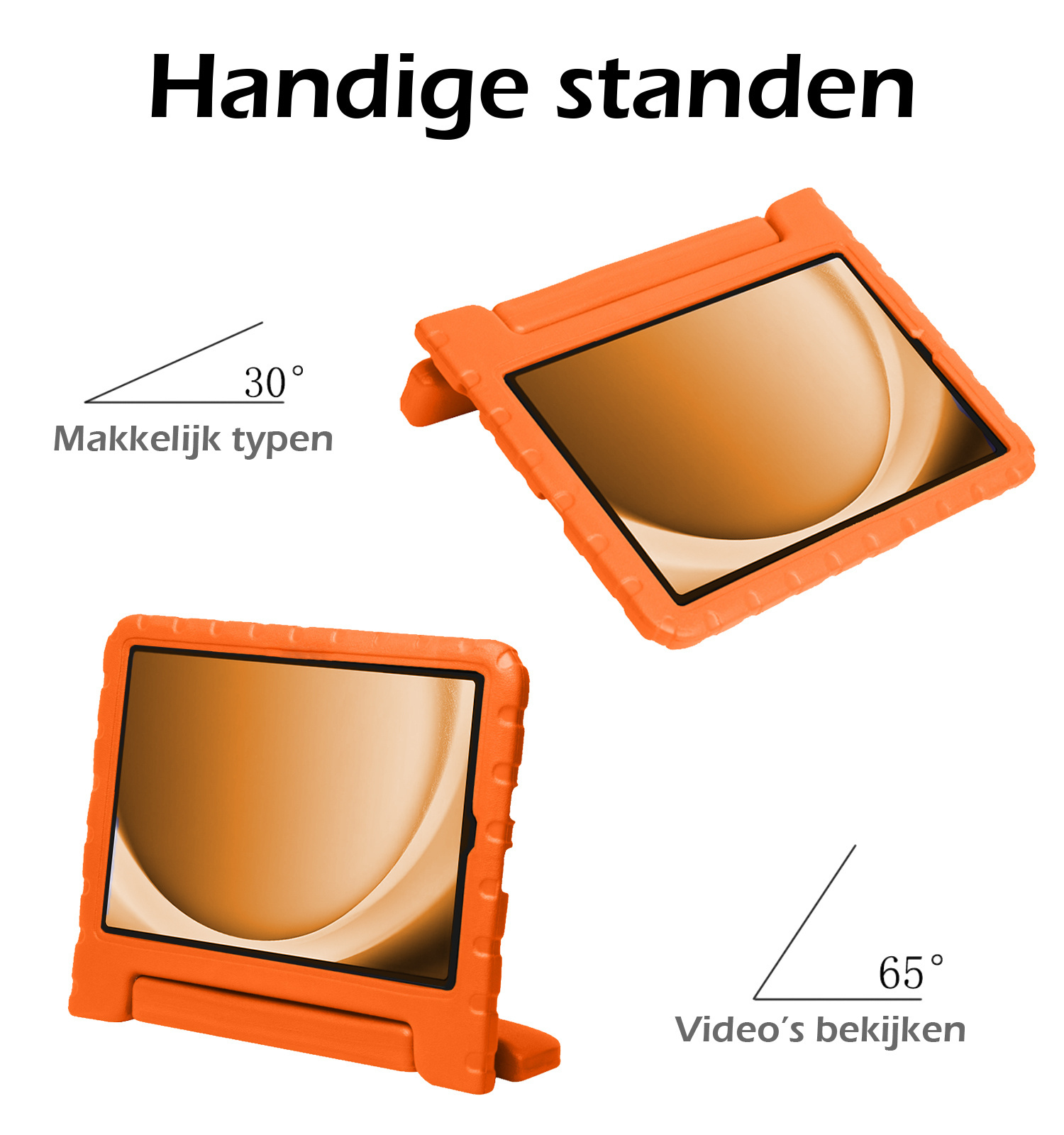 Nomfy Hoes Geschikt voor Samsung Galaxy Tab A9 Plus Hoes Bumper Kindvriendelijk Kids Case Kinderhoes Met Screenprotector - Hoesje Geschikt voor Samsung Tab A9 Plus Hoesje Shockproof Cover Hoes - Oranje