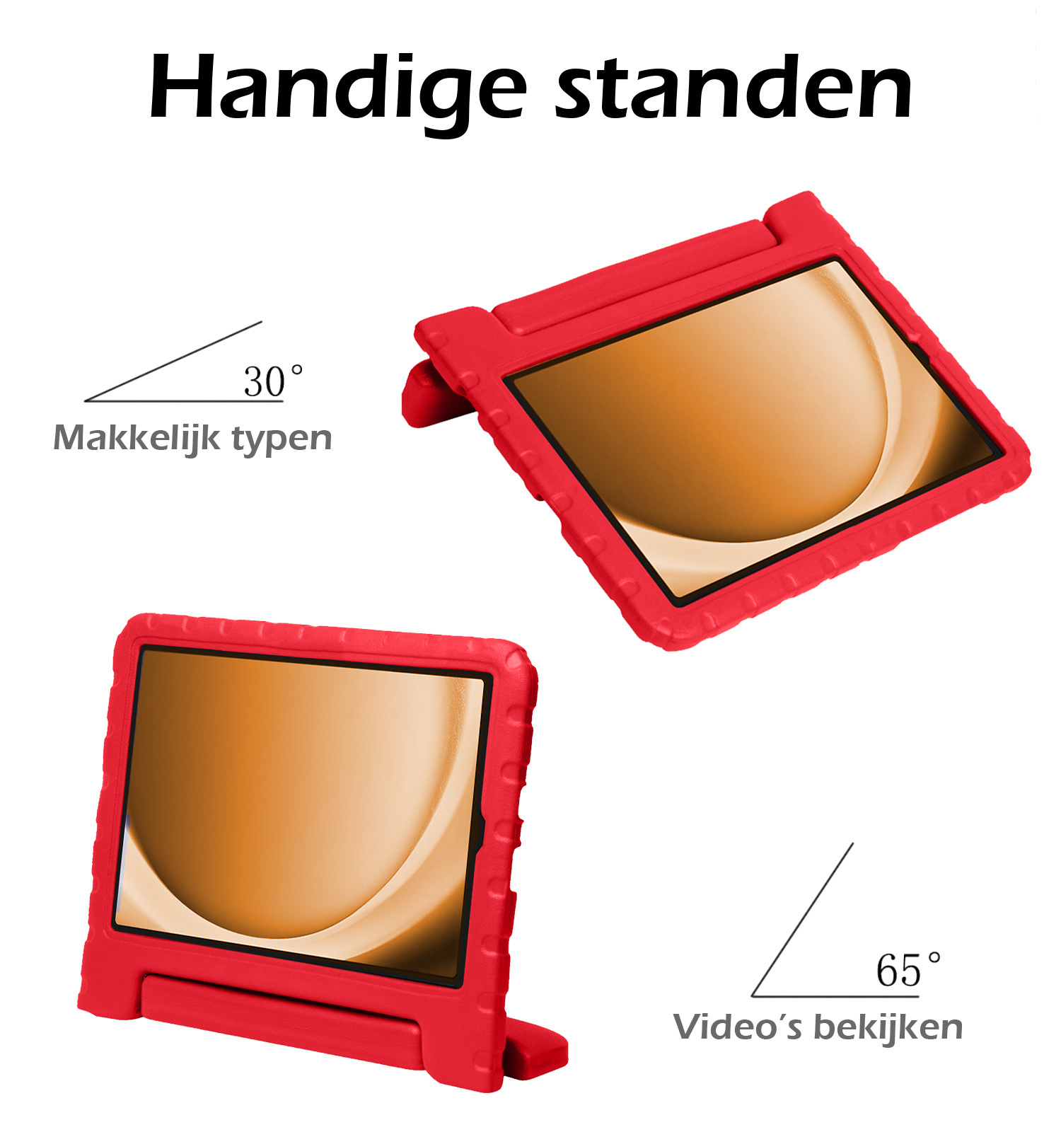 Nomfy Hoes Geschikt voor Samsung Galaxy Tab A9 Plus Hoes Bumper Kindvriendelijk Kids Case Kinderhoes Met Screenprotector - Hoesje Geschikt voor Samsung Tab A9 Plus Hoesje Shockproof Cover Hoes - Rood