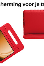 Nomfy Hoes Geschikt voor Samsung Galaxy Tab A9 Plus Hoes Bumper Kindvriendelijk Kids Case Kinderhoes Met Screenprotector - Hoesje Geschikt voor Samsung Tab A9 Plus Hoesje Shockproof Cover Hoes - Rood