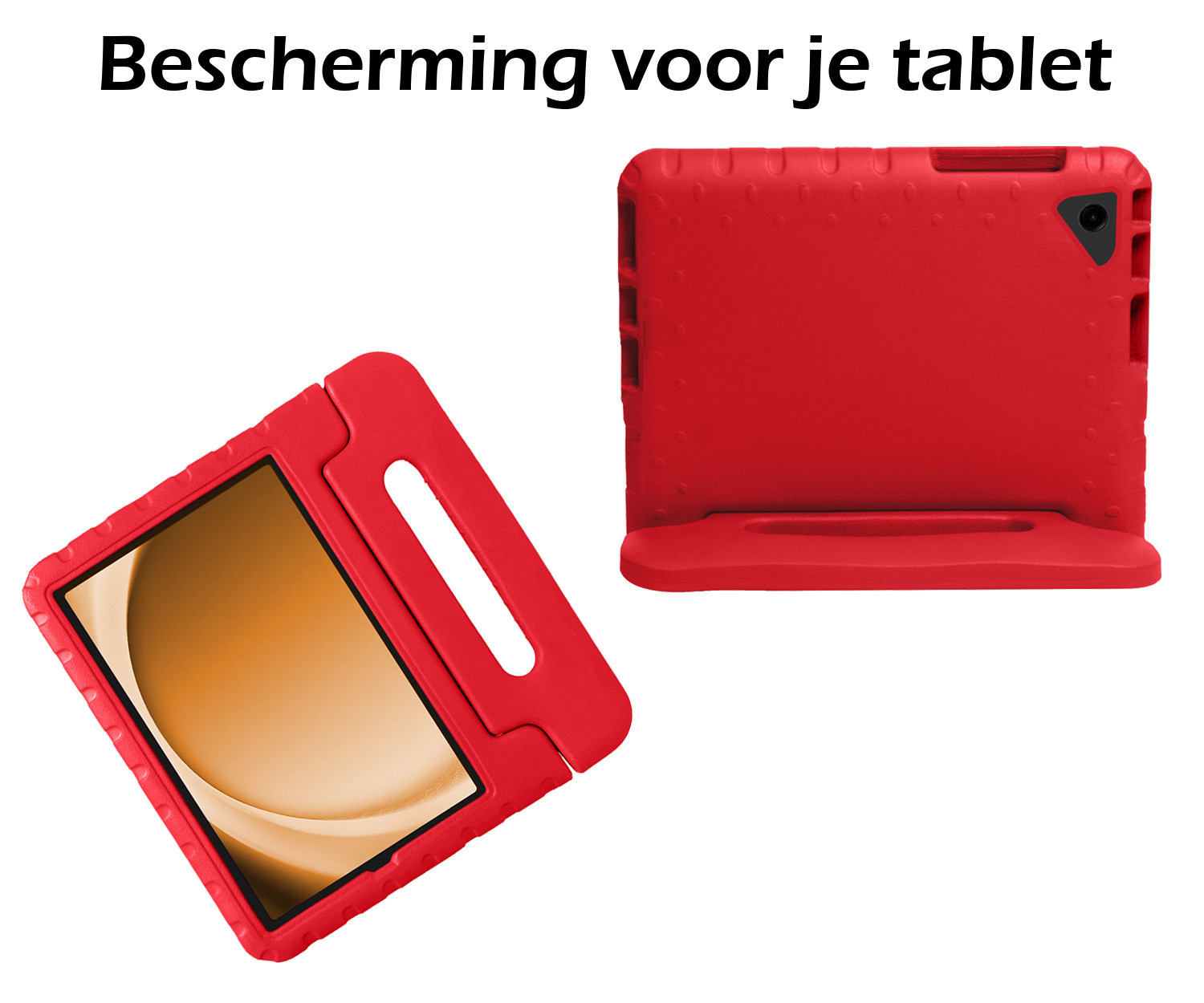 Nomfy Hoes Geschikt voor Samsung Galaxy Tab A9 Plus Hoes Bumper Kindvriendelijk Kids Case Kinderhoes Met Screenprotector - Hoesje Geschikt voor Samsung Tab A9 Plus Hoesje Shockproof Cover Hoes - Rood