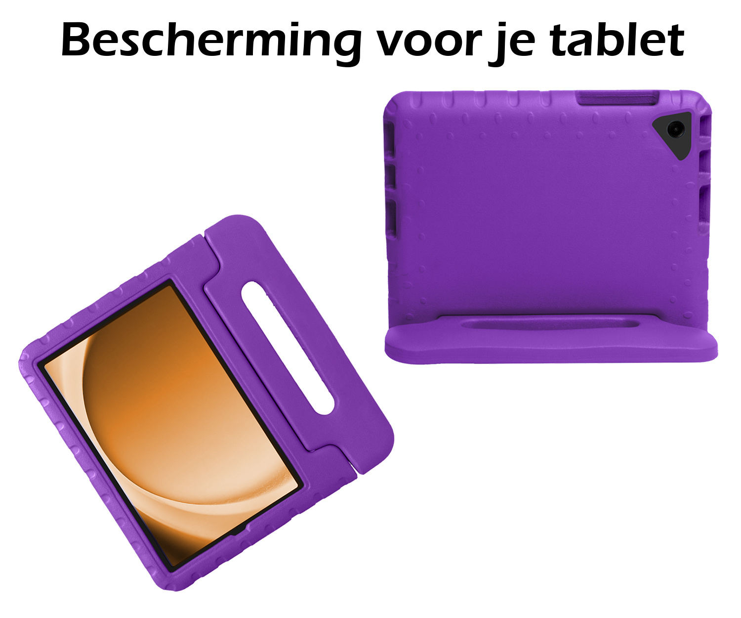 Nomfy Hoes Geschikt voor Samsung Galaxy Tab A9 Plus Hoes Bumper Kindvriendelijk Kids Case Kinderhoes Met 2x Screenprotector - Hoesje Geschikt voor Samsung Tab A9 Plus Hoesje Shockproof Cover Hoes - Paars