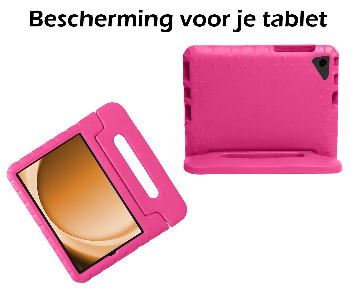 Nomfy Hoes Geschikt voor Samsung Galaxy Tab A9 Plus Hoes Bumper Kindvriendelijk Kids Case Kinderhoes Met 2x Screenprotector - Hoesje Geschikt voor Samsung Tab A9 Plus Hoesje Shockproof Cover Hoes - Roze