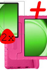 BASEY. Hoesje Geschikt voor Samsung Galaxy Tab A9 Plus Hoesje Kinder Hoes Shockproof Kinderhoes Met 2x Screenprotector - Kindvriendelijk Hoesje Geschikt voor Samsung Tab A9 Plus Hoes Kids Case - Roze