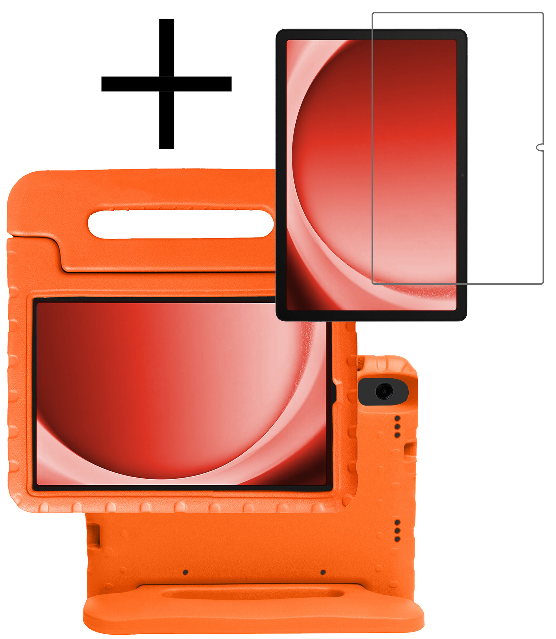 NoXx Hoesje Geschikt voor Samsung Galaxy Tab A9 Hoesje Kinderhoes Shockproof Hoes Kids Case Met Screenprotector - Oranje