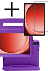 NoXx Hoesje Geschikt voor Samsung Galaxy Tab A9 Hoesje Kinderhoes Shockproof Hoes Kids Case Met Screenprotector - Paars