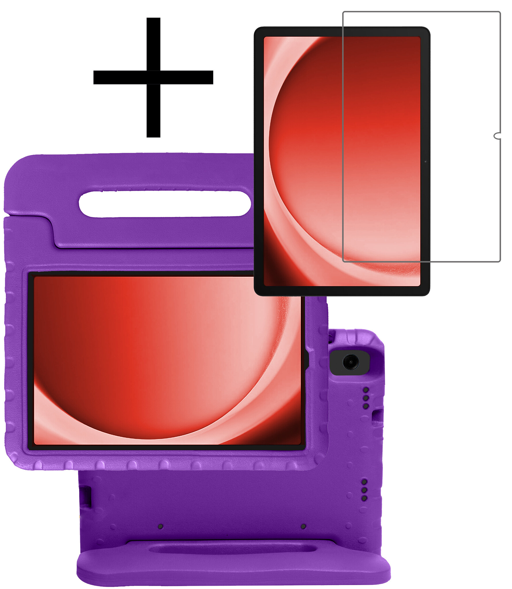 NoXx Hoesje Geschikt voor Samsung Galaxy Tab A9 Hoesje Kinderhoes Shockproof Hoes Kids Case Met Screenprotector - Paars