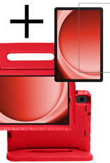 NoXx Hoesje Geschikt voor Samsung Galaxy Tab A9 Hoesje Kinderhoes Shockproof Hoes Kids Case Met Screenprotector - Rood