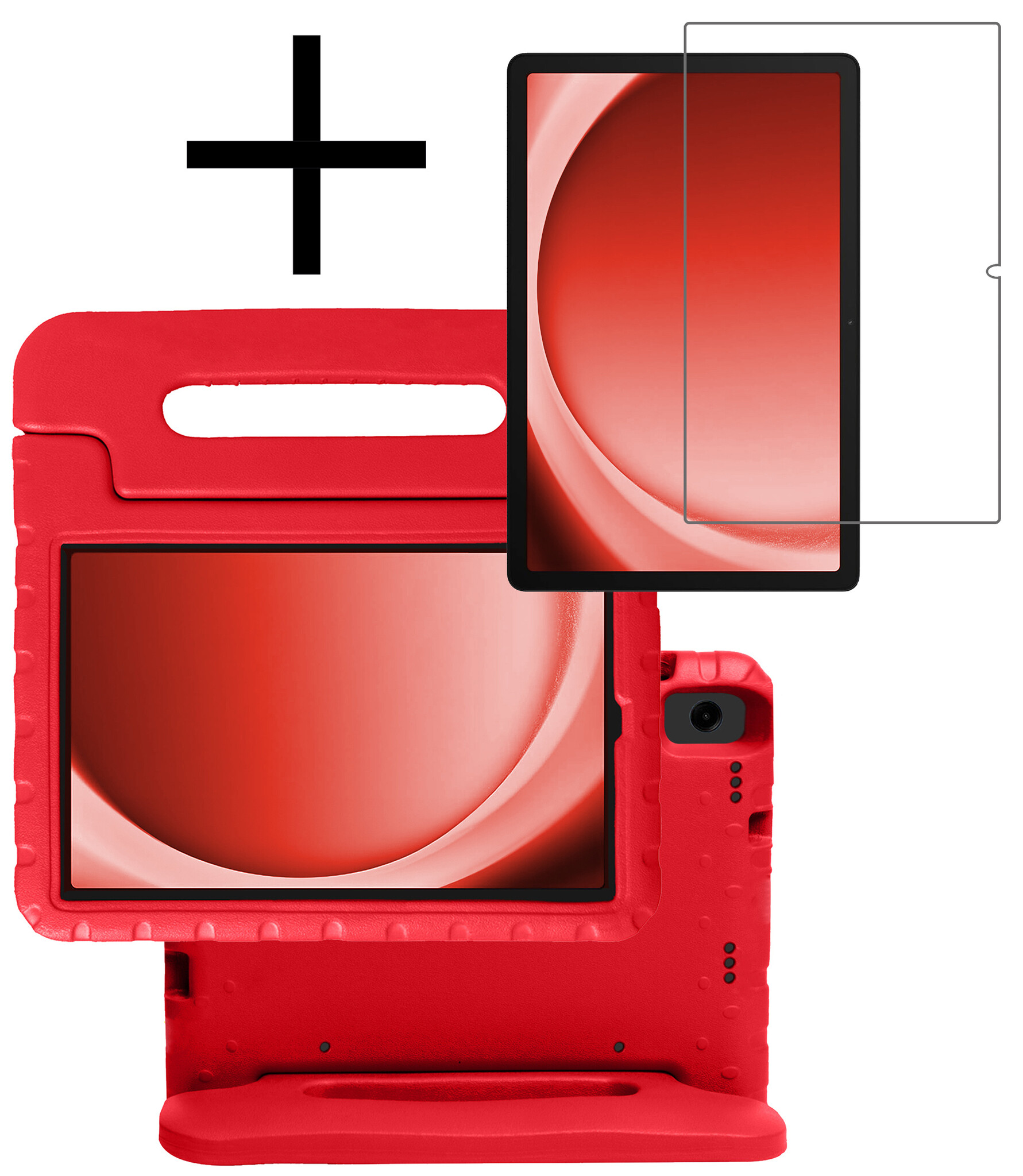 NoXx Hoesje Geschikt voor Samsung Galaxy Tab A9 Hoesje Kinderhoes Shockproof Hoes Kids Case Met Screenprotector - Rood