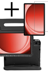 NoXx Hoesje Geschikt voor Samsung Galaxy Tab A9 Hoesje Kinderhoes Shockproof Hoes Kids Case Met Screenprotector - Zwart
