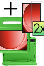 NoXx Hoesje Geschikt voor Samsung Galaxy Tab A9 Plus Hoesje Kinderhoes Shockproof Hoes Kids Case Met 2x Screenprotector - Groen