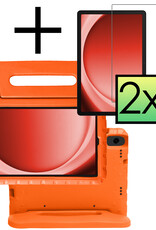 NoXx Hoesje Geschikt voor Samsung Galaxy Tab A9 Plus Hoesje Kinderhoes Shockproof Hoes Kids Case Met 2x Screenprotector - Oranje