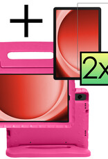 NoXx Hoesje Geschikt voor Samsung Galaxy Tab A9 Plus Hoesje Kinderhoes Shockproof Hoes Kids Case Met 2x Screenprotector - Roze