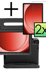 NoXx Hoesje Geschikt voor Samsung Galaxy Tab A9 Plus Hoesje Kinderhoes Shockproof Hoes Kids Case Met 2x Screenprotector - Zwart