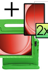 NoXx Hoesje Geschikt voor Samsung Galaxy Tab A9 Hoesje Kinderhoes Shockproof Hoes Kids Case Met 2x Screenprotector - Groen