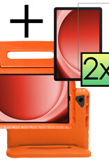 NoXx Hoesje Geschikt voor Samsung Galaxy Tab A9 Hoesje Kinderhoes Shockproof Hoes Kids Case Met 2x Screenprotector - Oranje