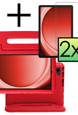 NoXx Hoesje Geschikt voor Samsung Galaxy Tab A9 Hoesje Kinderhoes Shockproof Hoes Kids Case Met 2x Screenprotector - Rood