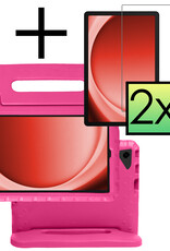 NoXx Hoesje Geschikt voor Samsung Galaxy Tab A9 Hoesje Kinderhoes Shockproof Hoes Kids Case Met 2x Screenprotector - Roze
