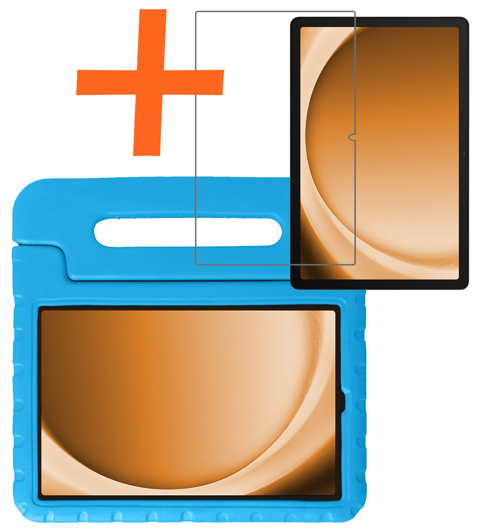 Nomfy Hoes Geschikt voor Samsung Galaxy Tab A9 Hoes Bumper Kindvriendelijk Kids Case Kinderhoes Met Screenprotector - Hoesje Geschikt voor Samsung Tab A9 Hoesje Shockproof Cover Hoes - Blauw