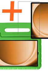 Nomfy Hoes Geschikt voor Samsung Galaxy Tab A9 Hoes Bumper Kindvriendelijk Kids Case Kinderhoes Met Screenprotector - Hoesje Geschikt voor Samsung Tab A9 Hoesje Shockproof Cover Hoes - Groen