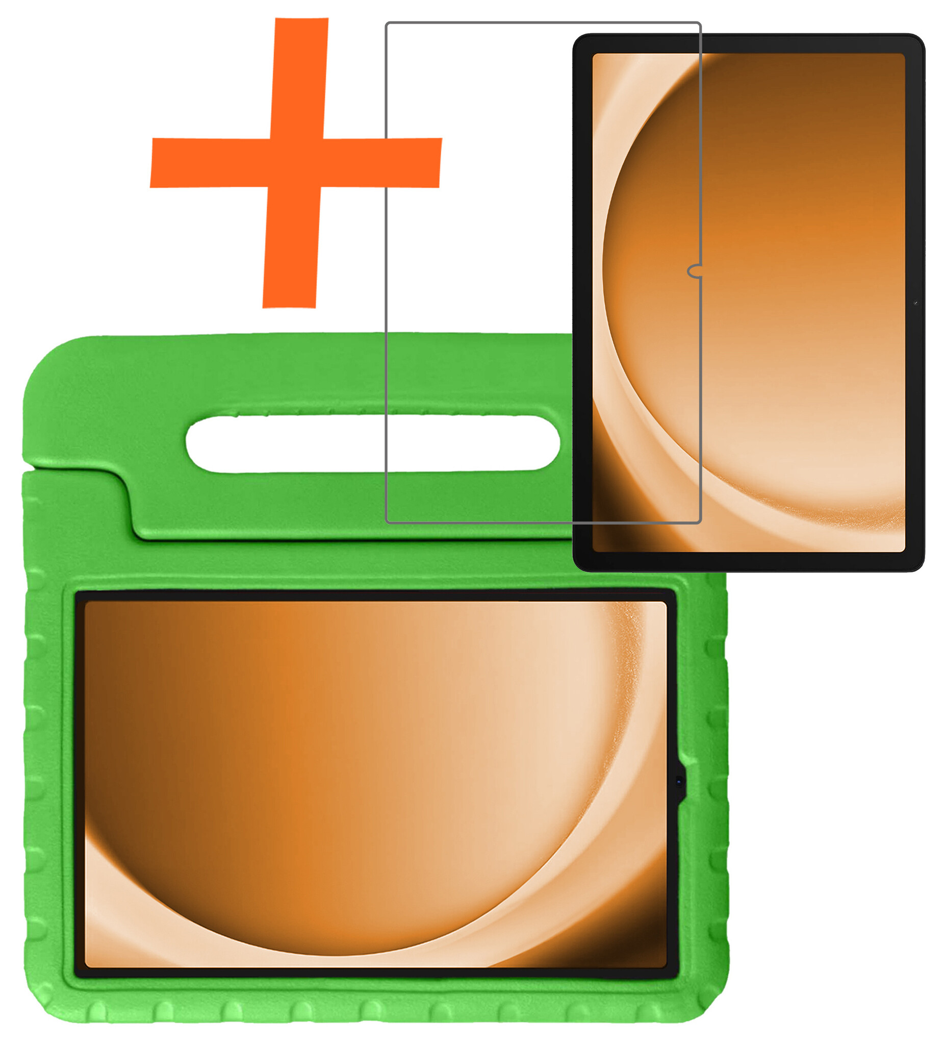 Nomfy Hoes Geschikt voor Samsung Galaxy Tab A9 Hoes Bumper Kindvriendelijk Kids Case Kinderhoes Met Screenprotector - Hoesje Geschikt voor Samsung Tab A9 Hoesje Shockproof Cover Hoes - Groen