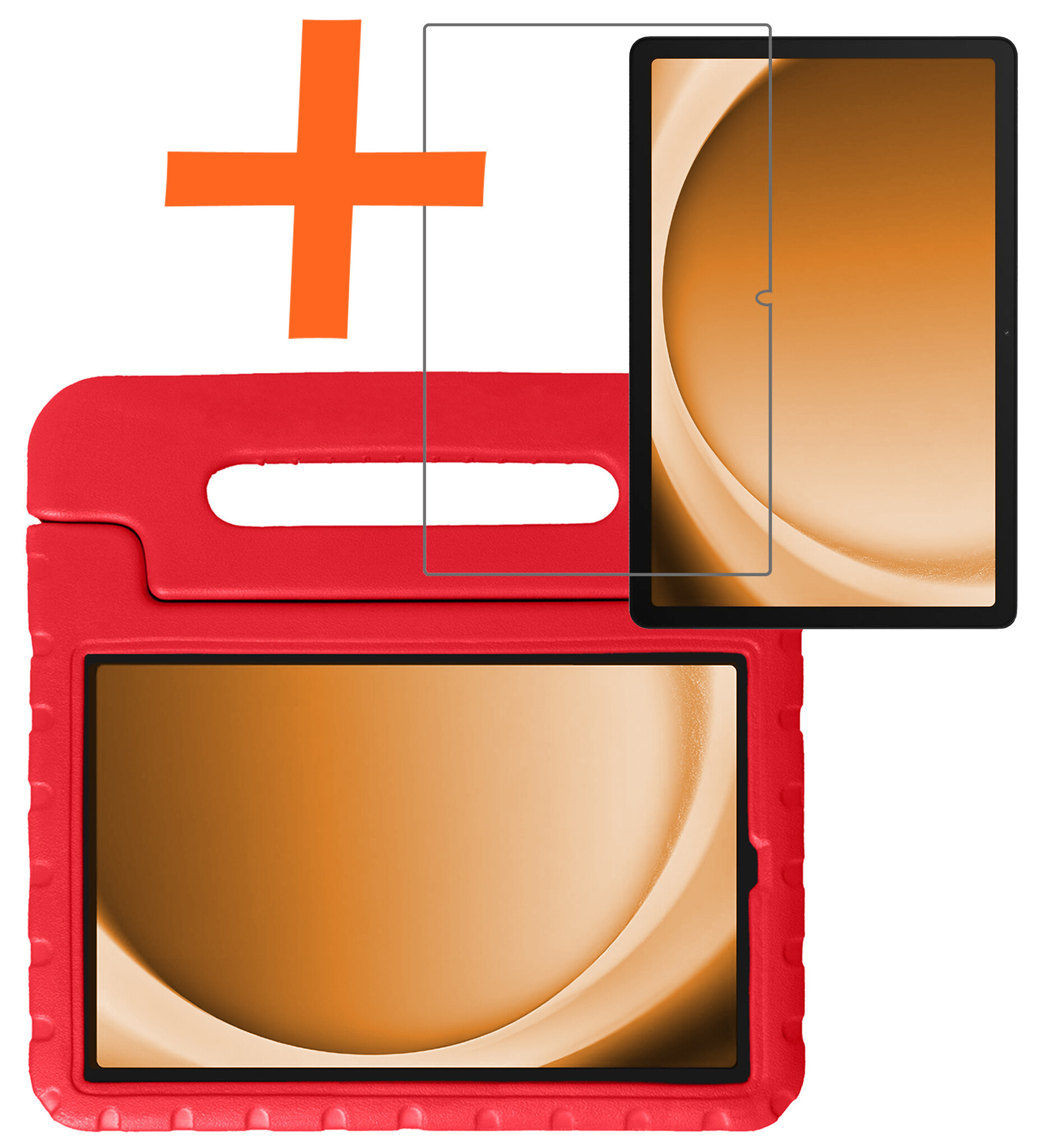 Nomfy Hoes Geschikt voor Samsung Galaxy Tab A9 Hoes Bumper Kindvriendelijk Kids Case Kinderhoes Met Screenprotector - Hoesje Geschikt voor Samsung Tab A9 Hoesje Shockproof Cover Hoes - Rood