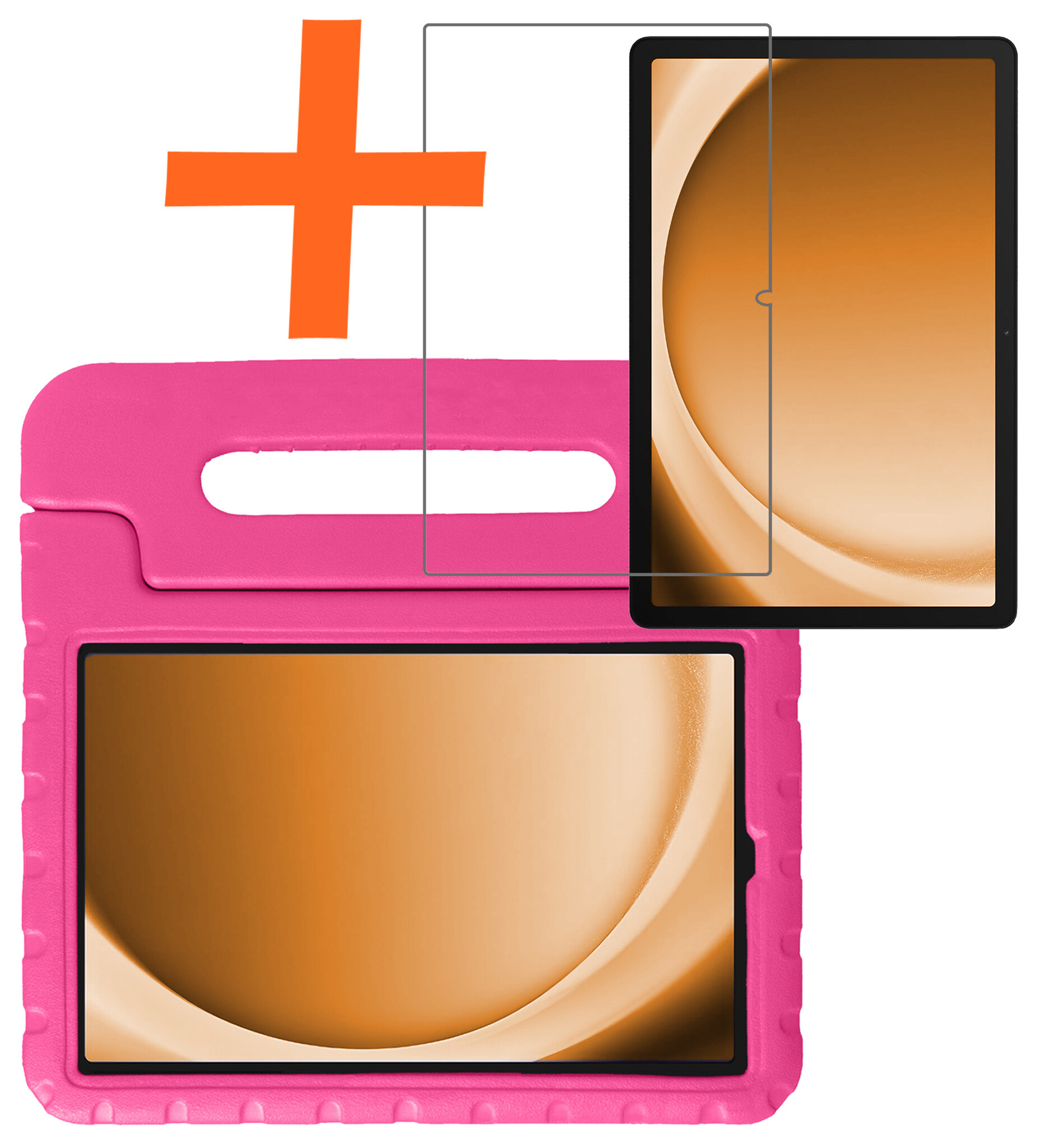 Nomfy Hoes Geschikt voor Samsung Galaxy Tab A9 Hoes Bumper Kindvriendelijk Kids Case Kinderhoes Met Screenprotector - Hoesje Geschikt voor Samsung Tab A9 Hoesje Shockproof Cover Hoes - Roze