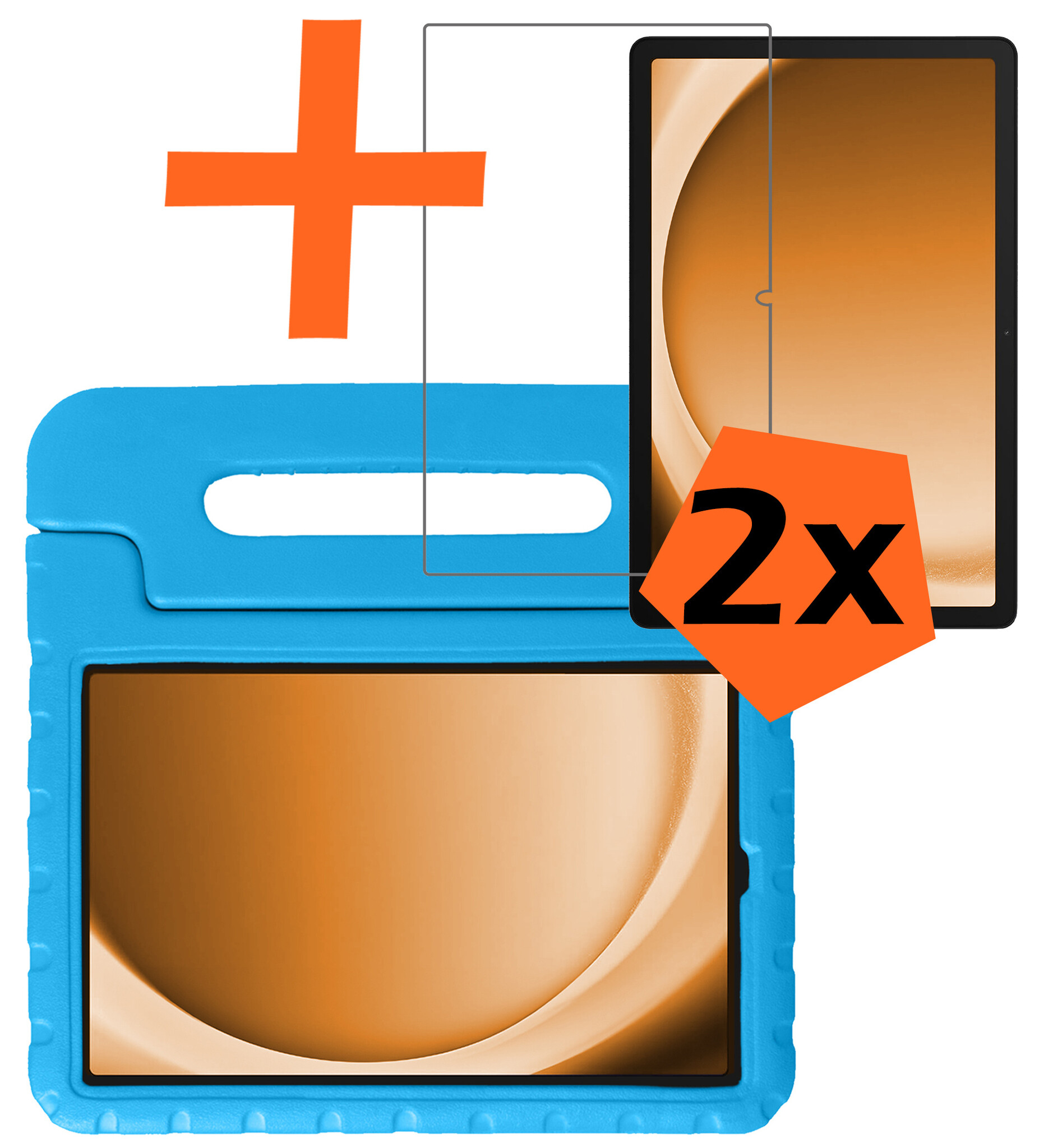 Nomfy Hoes Geschikt voor Samsung Galaxy Tab A9 Hoes Bumper Kindvriendelijk Kids Case Kinderhoes Met 2x Screenprotector - Hoesje Geschikt voor Samsung Tab A9 Hoesje Shockproof Cover Hoes - Blauw