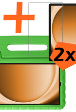 Nomfy Hoes Geschikt voor Samsung Galaxy Tab A9 Hoes Bumper Kindvriendelijk Kids Case Kinderhoes Met 2x Screenprotector - Hoesje Geschikt voor Samsung Tab A9 Hoesje Shockproof Cover Hoes - Groen