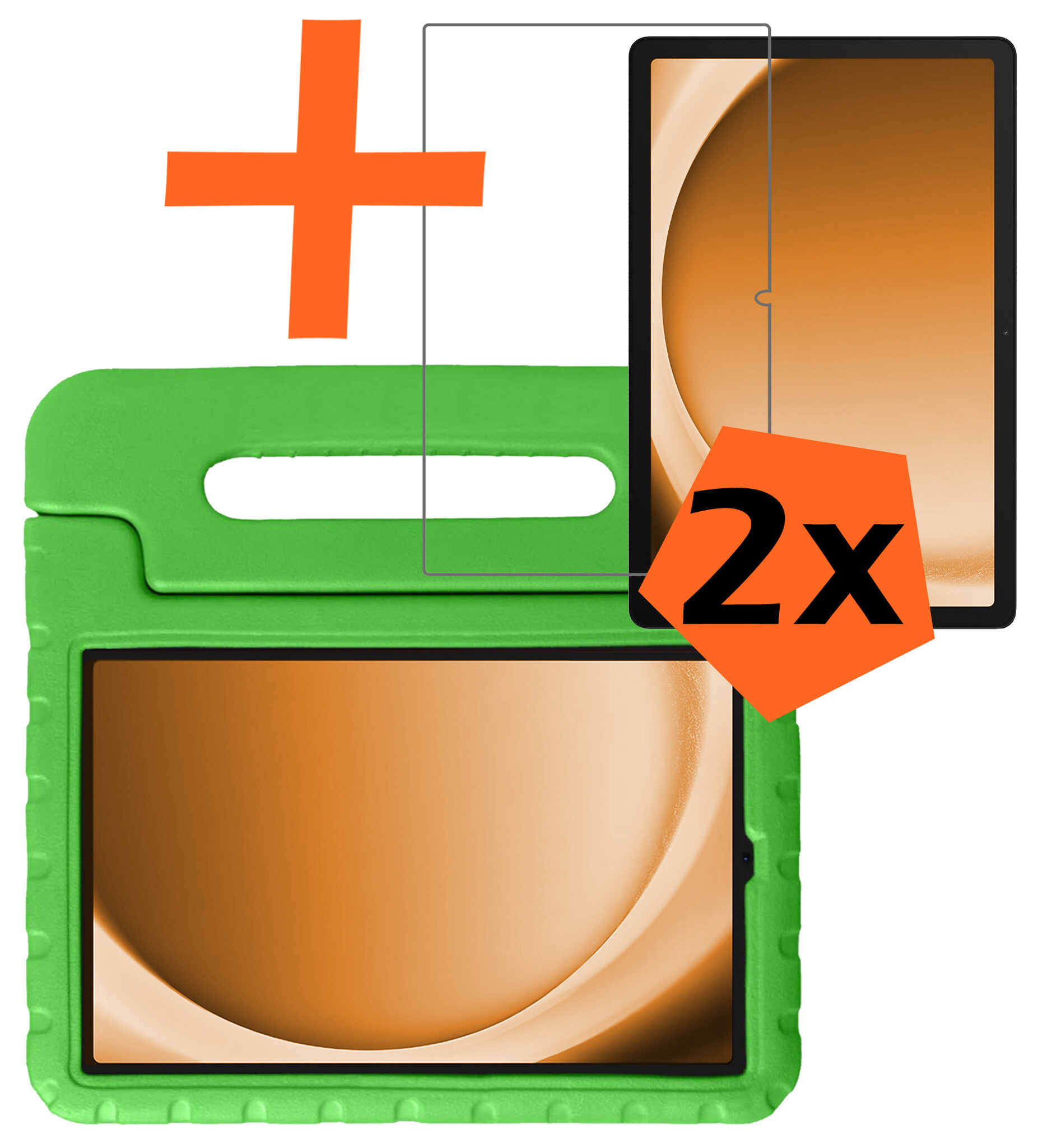 Nomfy Hoes Geschikt voor Samsung Galaxy Tab A9 Hoes Bumper Kindvriendelijk Kids Case Kinderhoes Met 2x Screenprotector - Hoesje Geschikt voor Samsung Tab A9 Hoesje Shockproof Cover Hoes - Groen