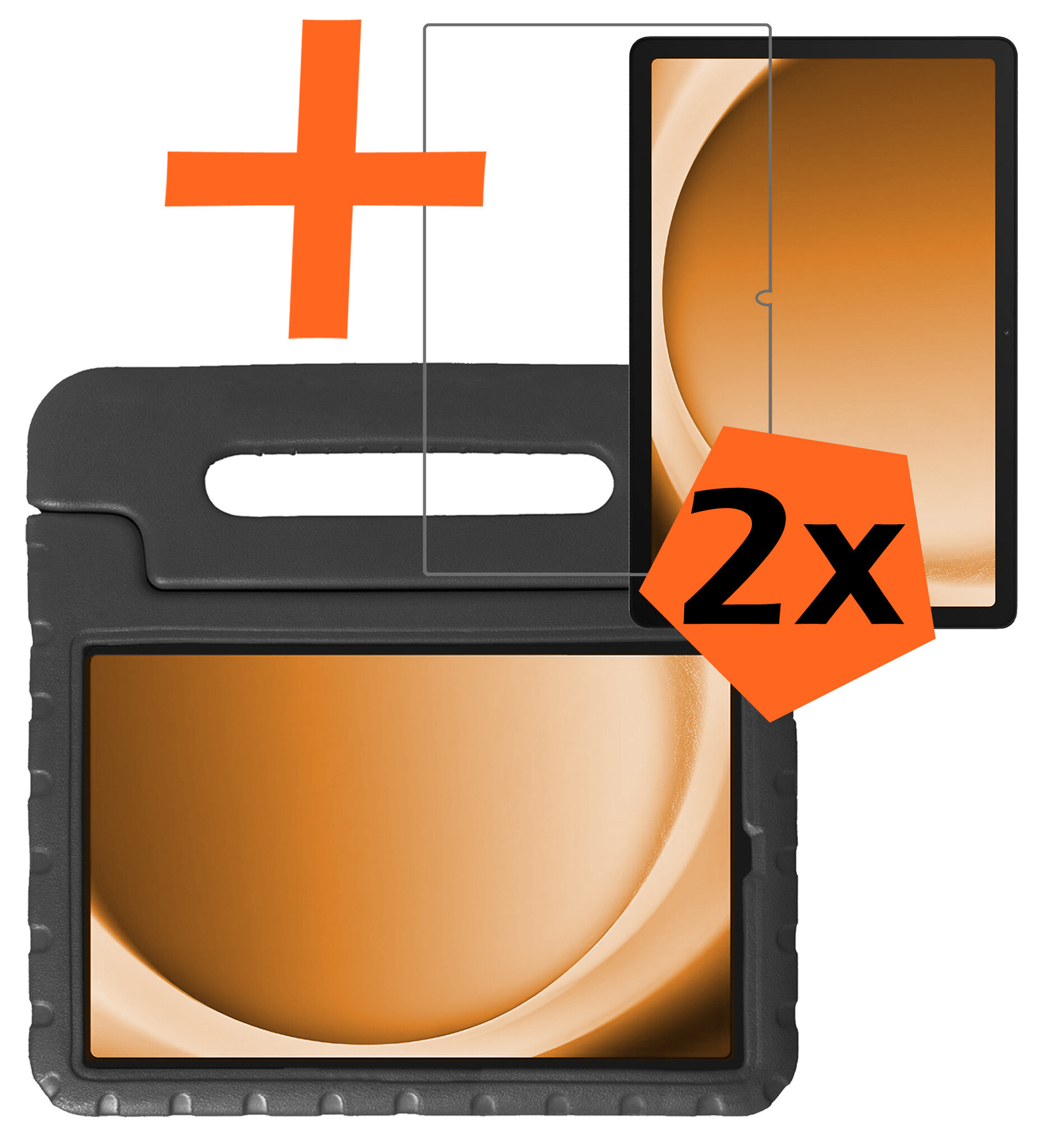 Nomfy Hoes Geschikt voor Samsung Galaxy Tab A9 Hoes Bumper Kindvriendelijk Kids Case Kinderhoes Met 2x Screenprotector - Hoesje Geschikt voor Samsung Tab A9 Hoesje Shockproof Cover Hoes - Zwart