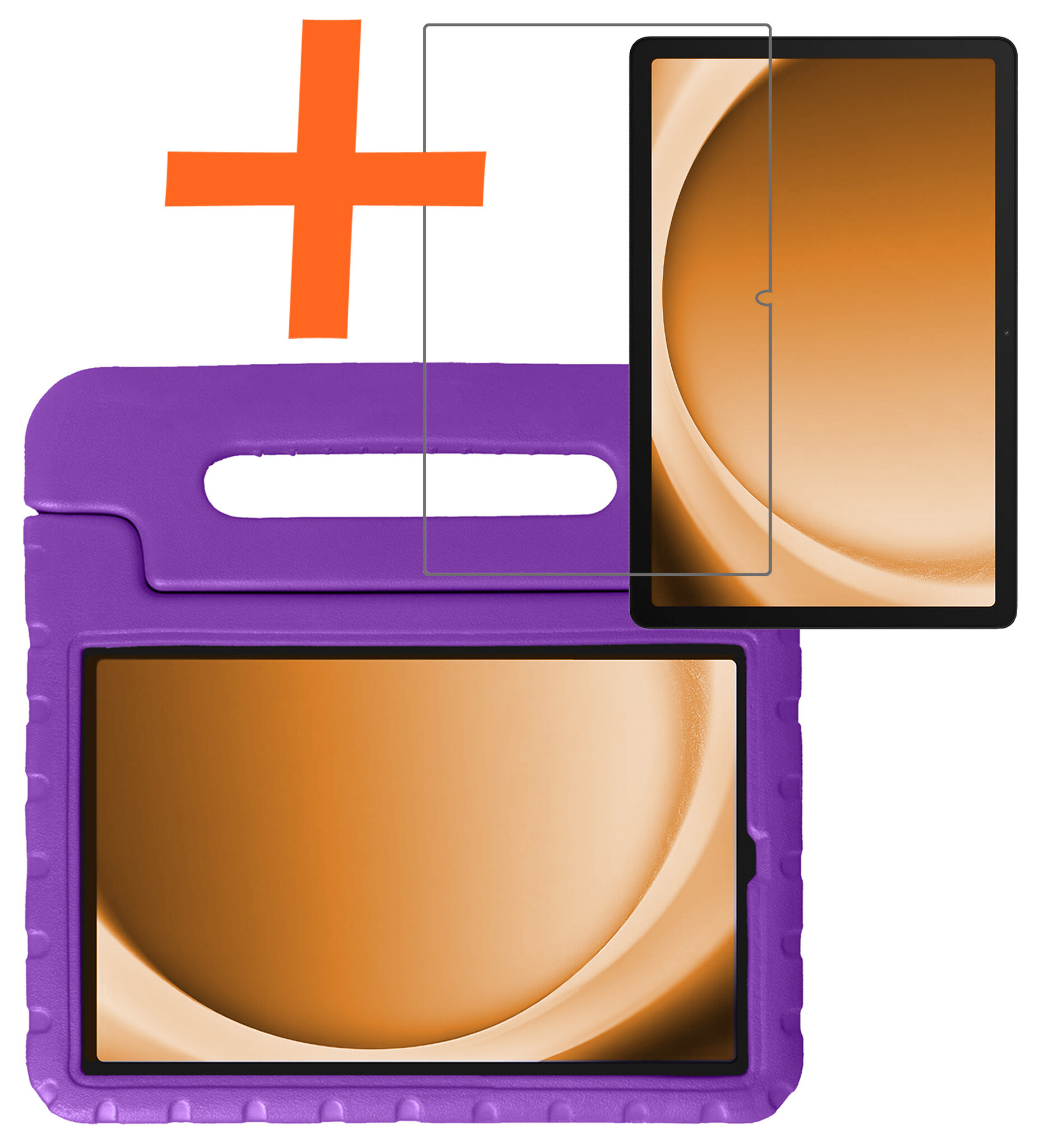 Nomfy Hoes Geschikt voor Samsung Galaxy Tab A9 Plus Hoes Bumper Kindvriendelijk Kids Case Kinderhoes Met Screenprotector - Hoesje Geschikt voor Samsung Tab A9 Plus Hoesje Shockproof Cover Hoes - Paars