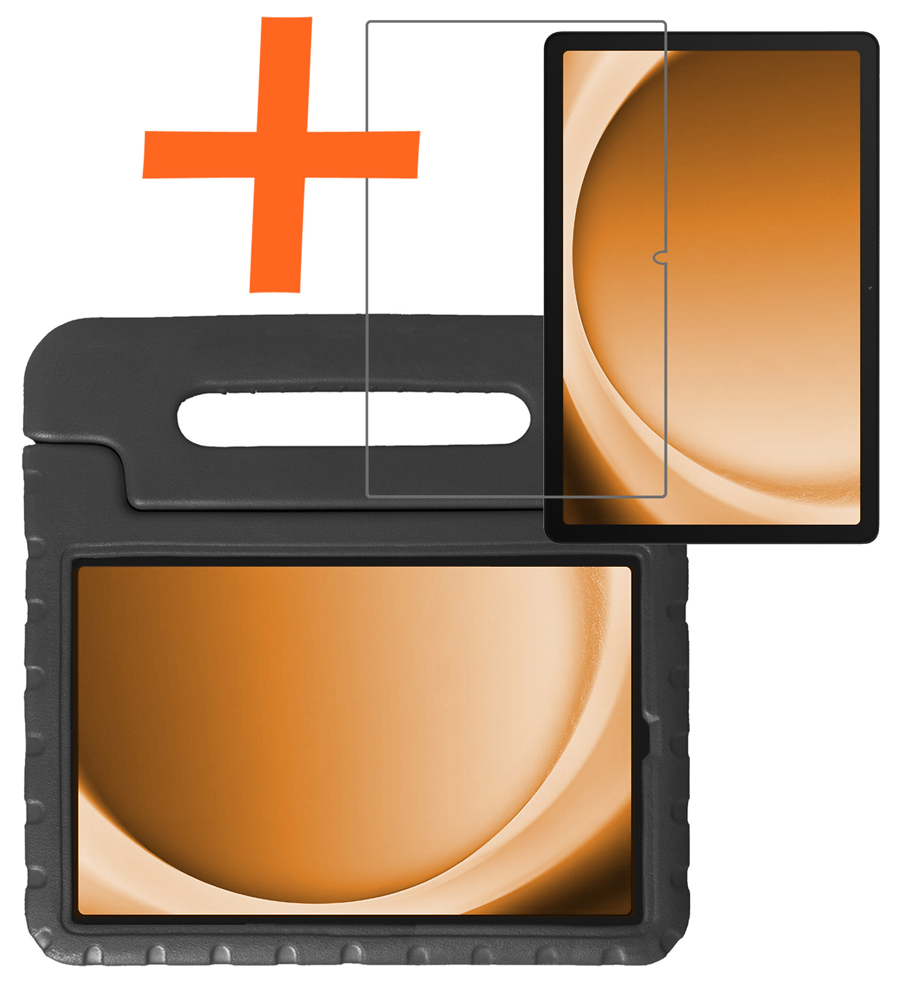 Nomfy Hoes Geschikt voor Samsung Galaxy Tab A9 Plus Hoes Bumper Kindvriendelijk Kids Case Kinderhoes Met Screenprotector - Hoesje Geschikt voor Samsung Tab A9 Plus Hoesje Shockproof Cover Hoes - Zwart